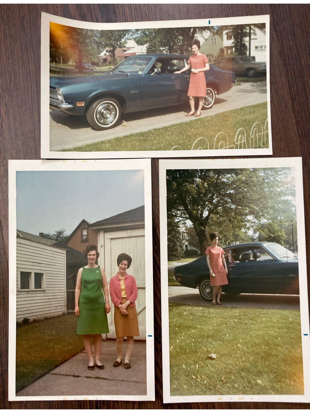 Set of 3 1970s Original Photographs 70 Ford Maverick Vintage Cars and Fashion